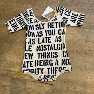 Wolf And Rita Graphic Letters Leotard Onesie Top